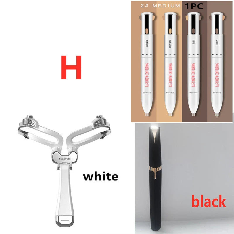 Adjustable 3-in-1 eyebrow shaping set with LED light, eyebrow pencil, and trimmer for perfect, professional-looking brows