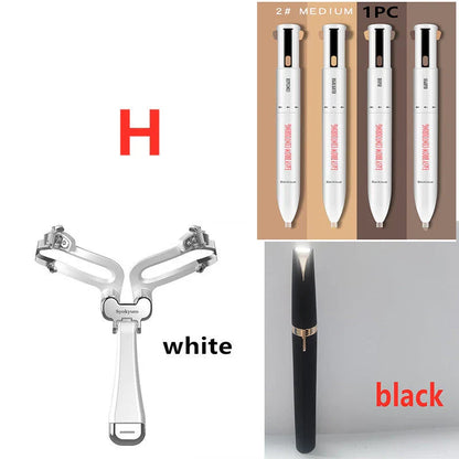 Adjustable 3-in-1 eyebrow shaping set with LED light, eyebrow pencil, and trimmer for perfect, professional-looking brows