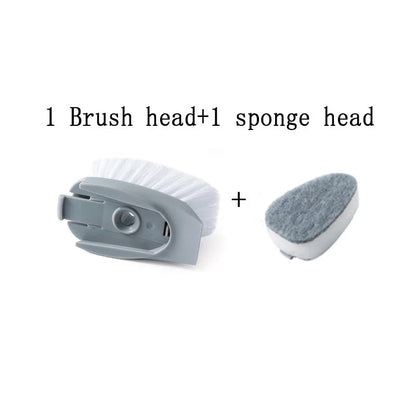 Long-handled kitchen cleaning brush with removable head, designed for efficient and hygienic scrubbing of dishes, bowls, and surfaces.