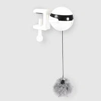 Interactive electronic motion cat toy with real fur ball for engaging playtime