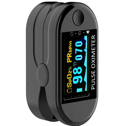 Fingertip pulse oximeter with plastic housing and LCD display for oxygen saturation measurements