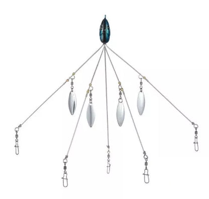 Bassdash Umbrella Fishing Lure with 5 swivels and metal sequins for enhanced fish attraction