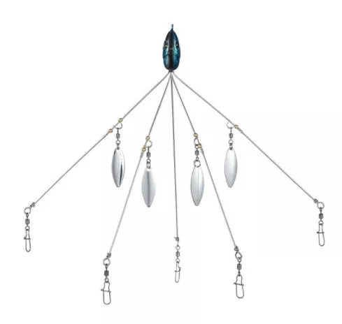 Bassdash Umbrella Fishing Lure with 5 swivels and metal sequins for enhanced fish attraction