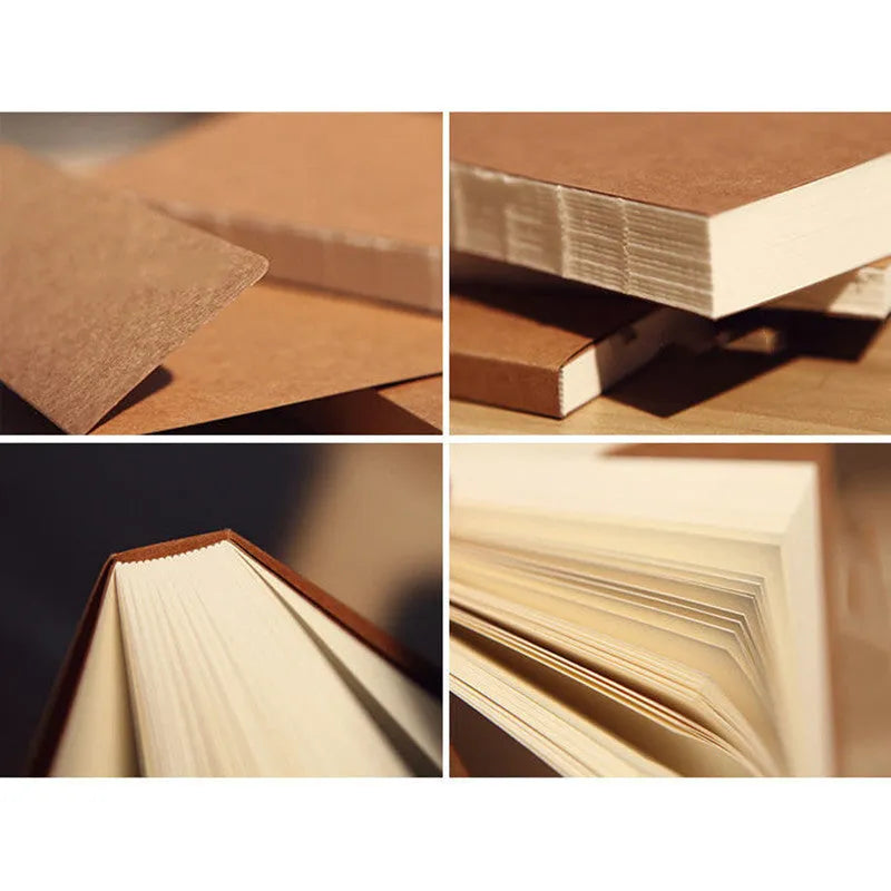 Brown kraft paper sketchbook open flat showing 132 pages, with 32K and 16K size options displayed.