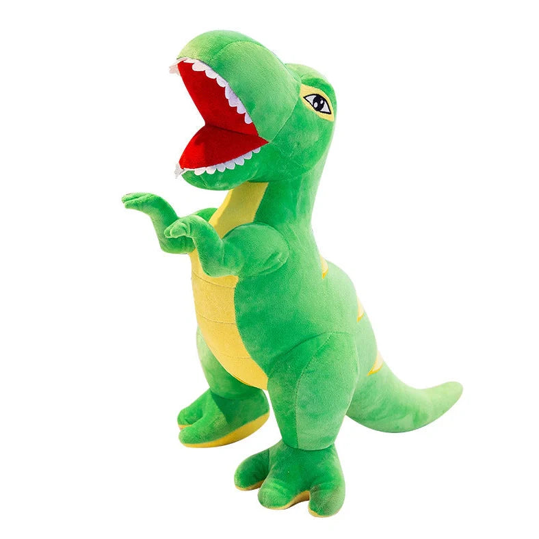 Blue plush dinosaur toy measuring 60cm tall with short plush fabric and PP cotton filling