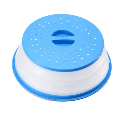 Collapsible microwave cover, colander, and fruit plate in various colors - a versatile kitchen accessory for cooking, draining, and serving