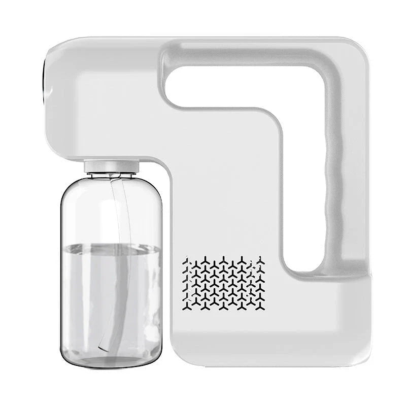 Portable USB-powered disinfection sprayer with wireless charging, featuring atomization technology, long battery life, and multi-functional capabilities