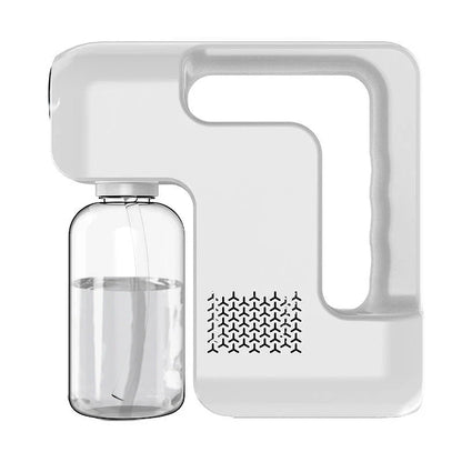 Portable USB-powered disinfection sprayer with wireless charging, featuring atomization technology, long battery life, and multi-functional capabilities