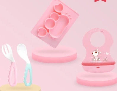 Green silicone baby bowl with suction base and crab cartoon design, 28cm diameter