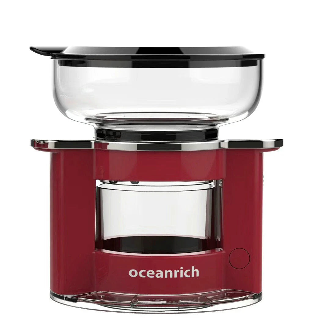 Compact and efficient automatic rotating coffee machine with stainless steel strainer for optimal flavor extraction