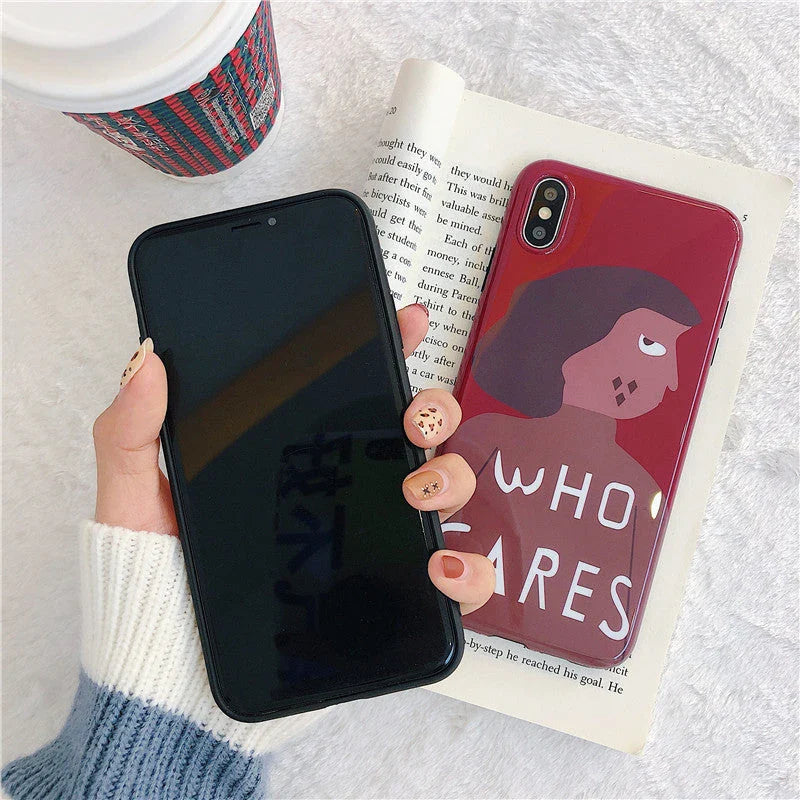 Stylish phone case with a vibrant illustration of a carefree brown-skinned girl, featuring a whimsical design inspired by Japanese and Korean style.