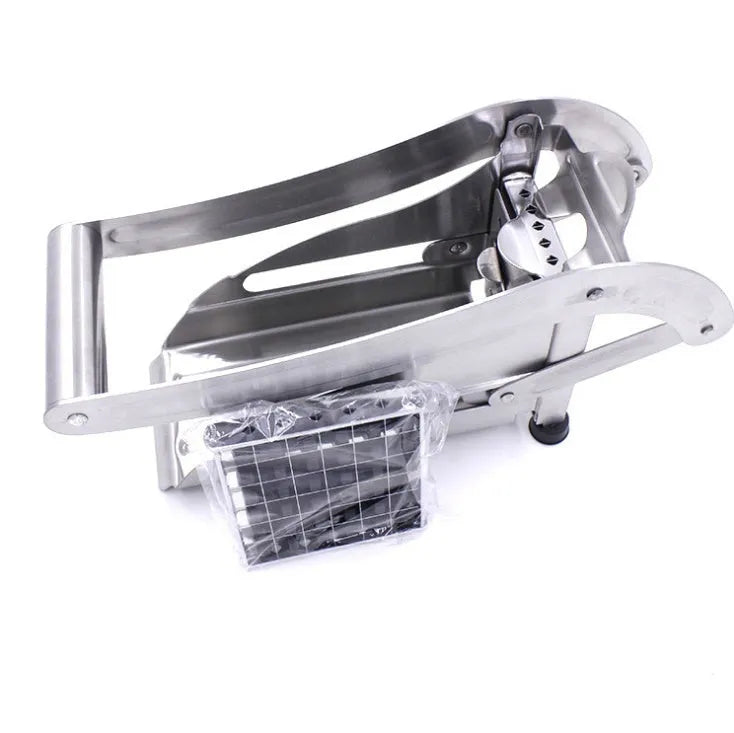 Potato cutter chopper with two stainless steel blades and non-slip rubber foot