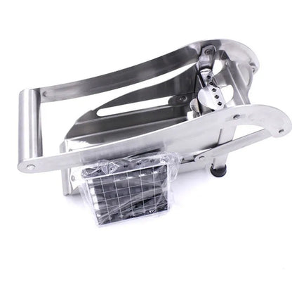 Potato cutter chopper with two stainless steel blades and non-slip rubber foot