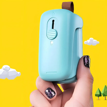 Mini hand pressure heat sealing machine measuring 10cm with magnetic base for plastic bag food preservation