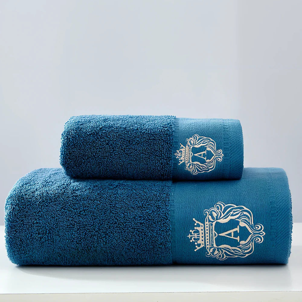 Pure cotton Austin bath towel set in beige: two 34x75cm hand towels and one 70x140cm bath towel for absorbent bathroom drying