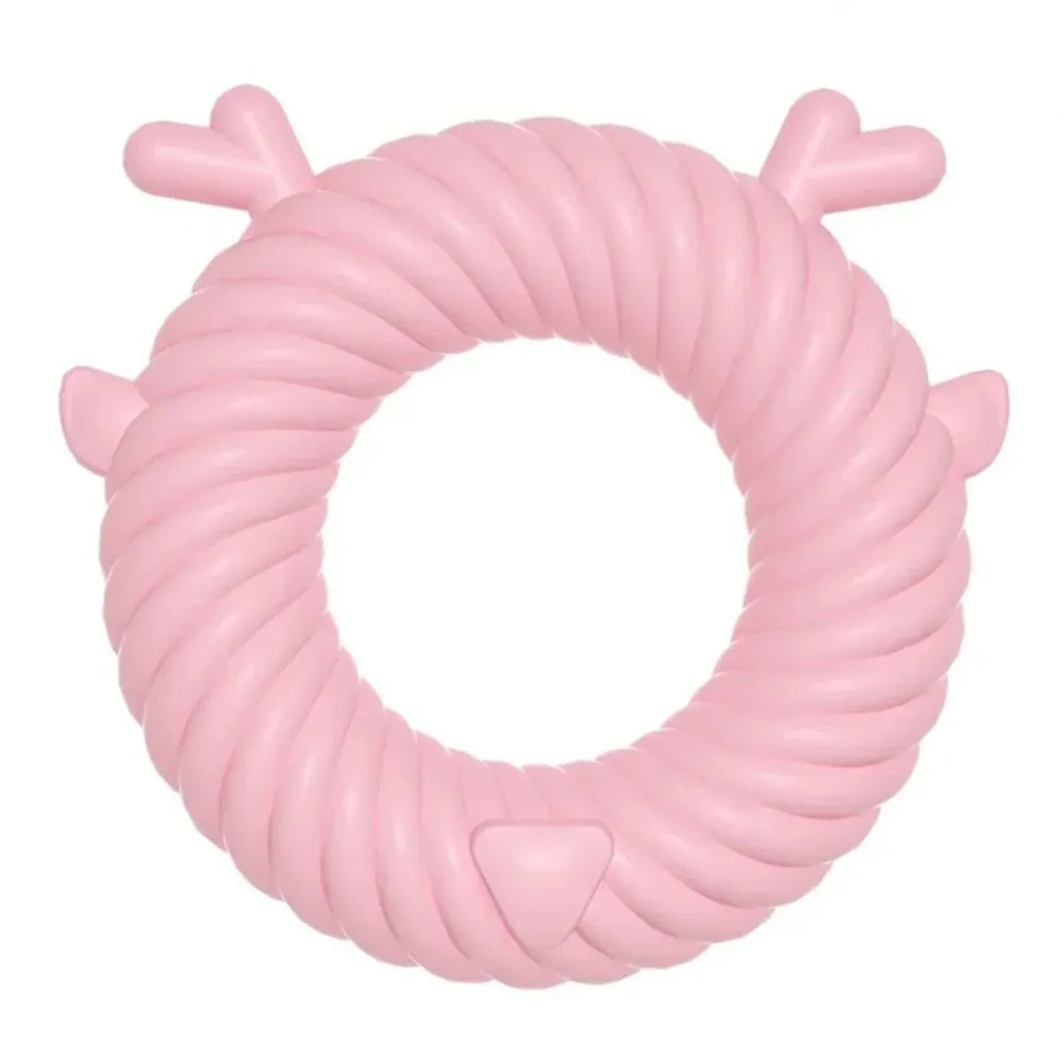 Deer-shaped dog chew toy in blue with spiral groove teeth-cleaning design