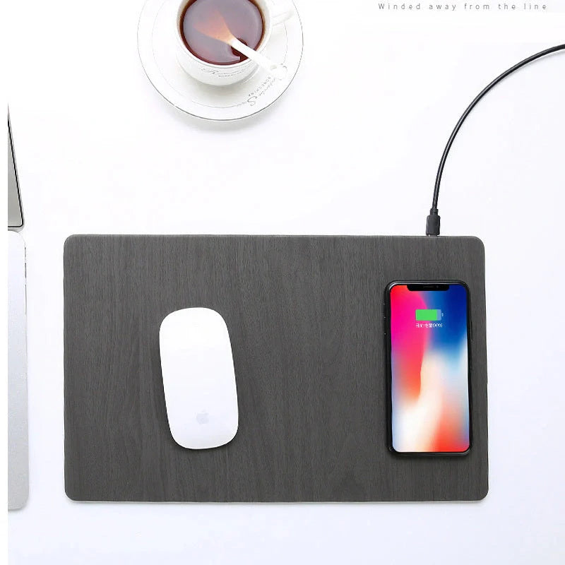Qi Wireless Charging Mouse Pad Mat with PU leather surface and LED indicator light