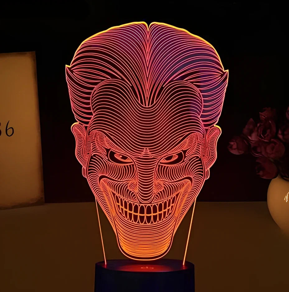 USB-powered 3D LED lamp showing gradient colour patterns on 251x142x87mm acrylic plate with touch control