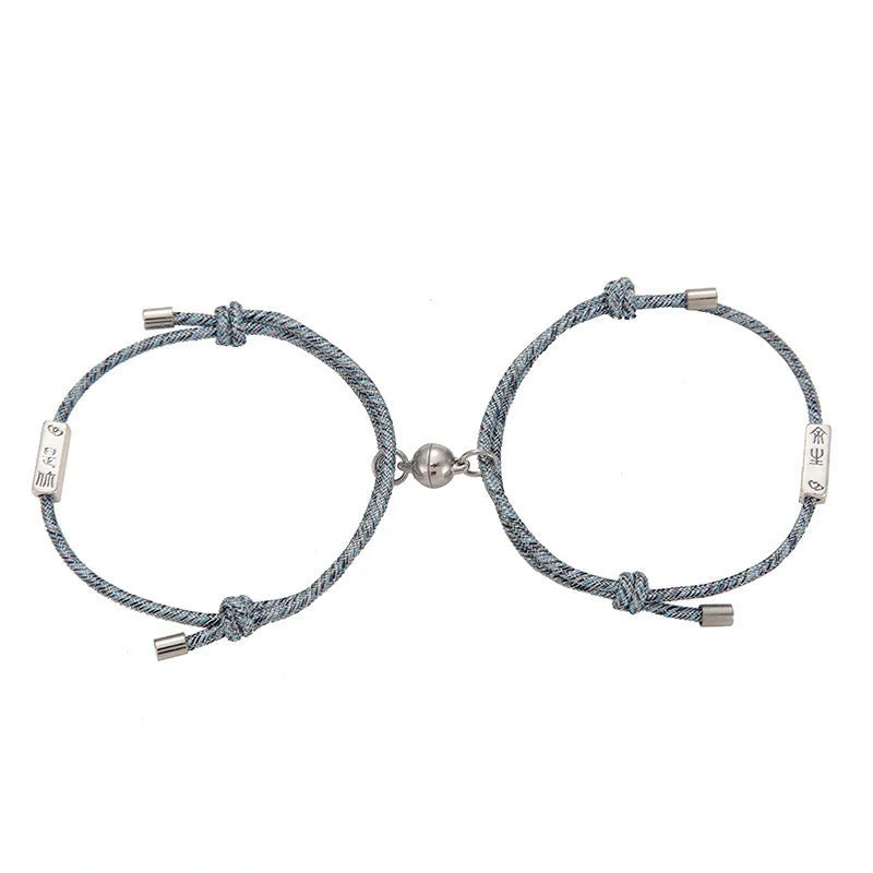 Alloy Eachother Couple Bracelet with magnetic buckle and adjustable design