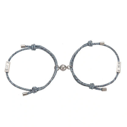 Alloy Eachother Couple Bracelet with magnetic buckle and adjustable design