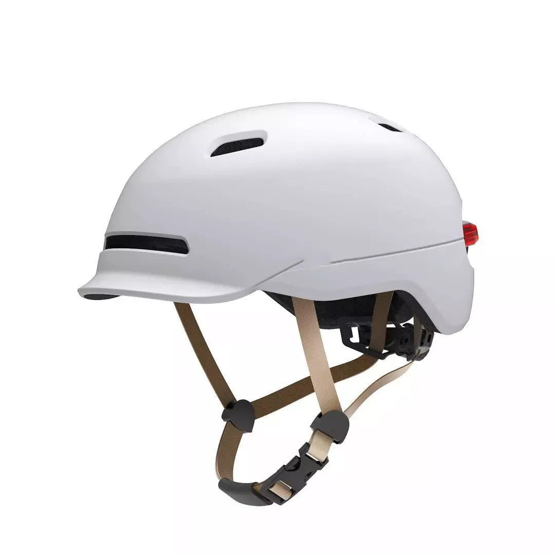 Urban Light Riding Intelligent Helmet in white and black, EPS+PC construction