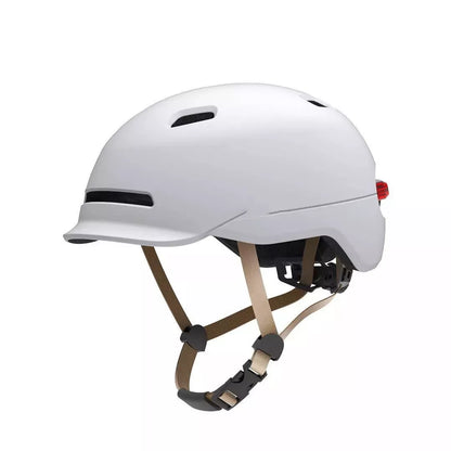 Urban Light Riding Intelligent Helmet in white and black, EPS+PC construction