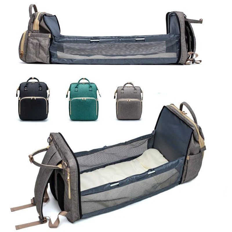 Hhomeenjoy Versatile Baby Changing Backpack with USB Charging and Folding Bed
