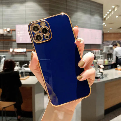 Luxury solid colour electroplated phone case for iPhone 13 with geometric graffiti design