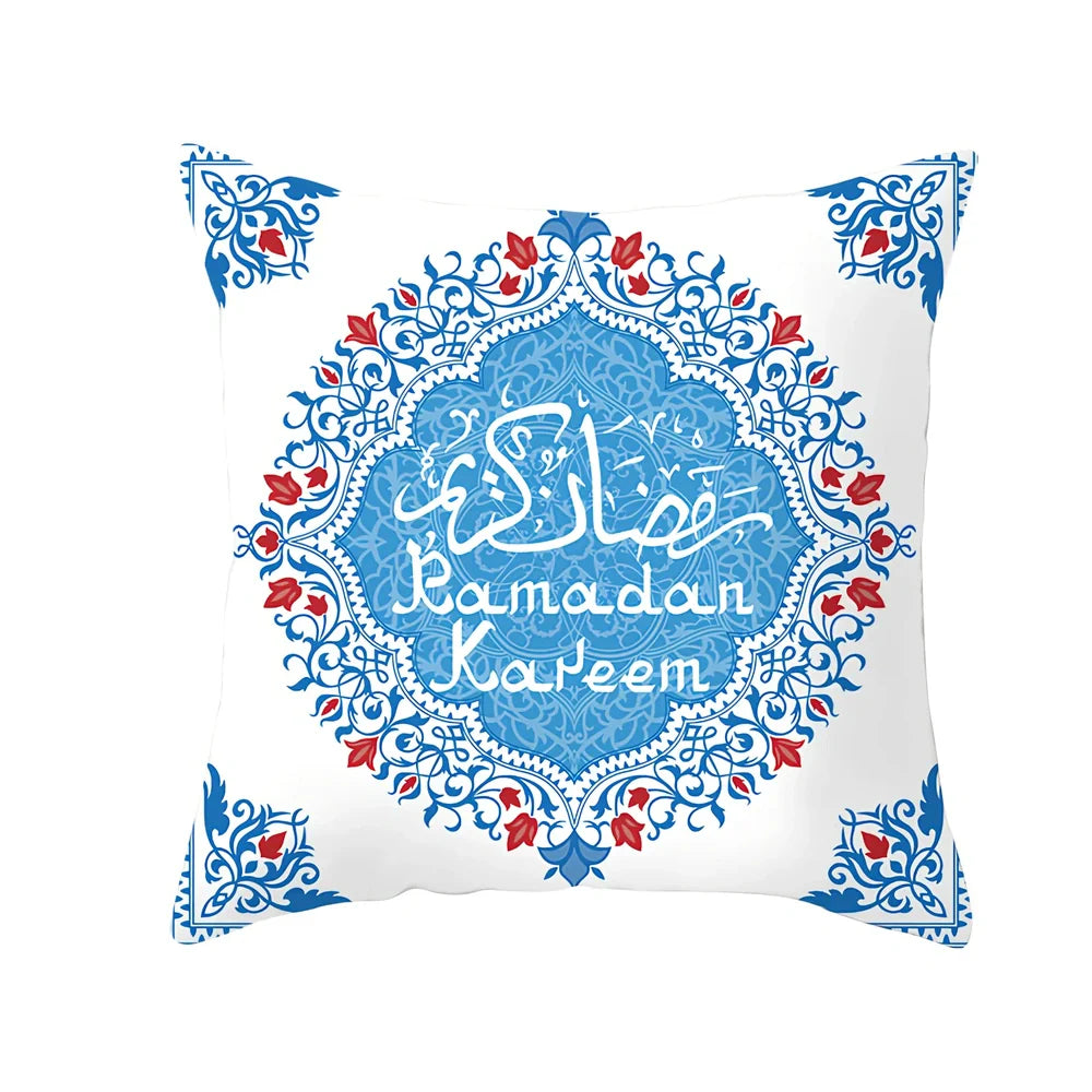 Single-sided digital printed peach skin pillowcase measuring 44cm for Ramadan Eid decor