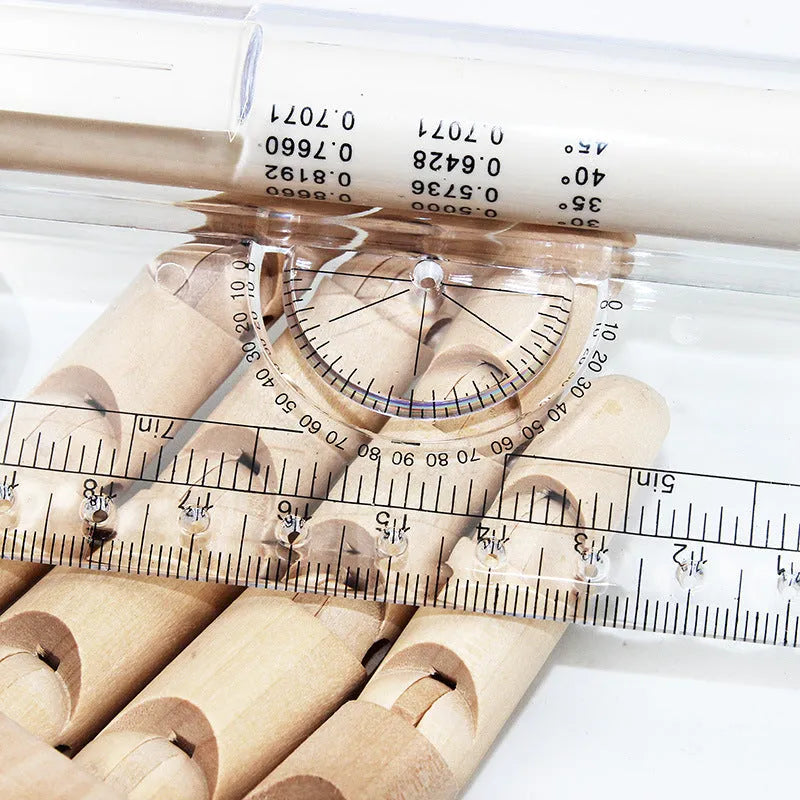 30cm plastic multifunctional rolling ruler for technical drawing with calibrated rollers and arc rapporteur