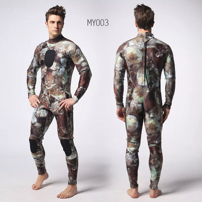 Men's 3MM neoprene diving suit with camouflage pattern for cold water diving