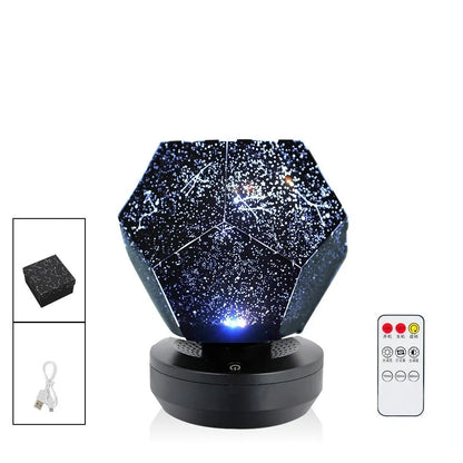 LED starry sky projector night light projecting constellations onto ceiling with remote control