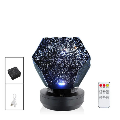 LED starry sky projector night lamp projecting constellation patterns on bedroom ceiling with remote control