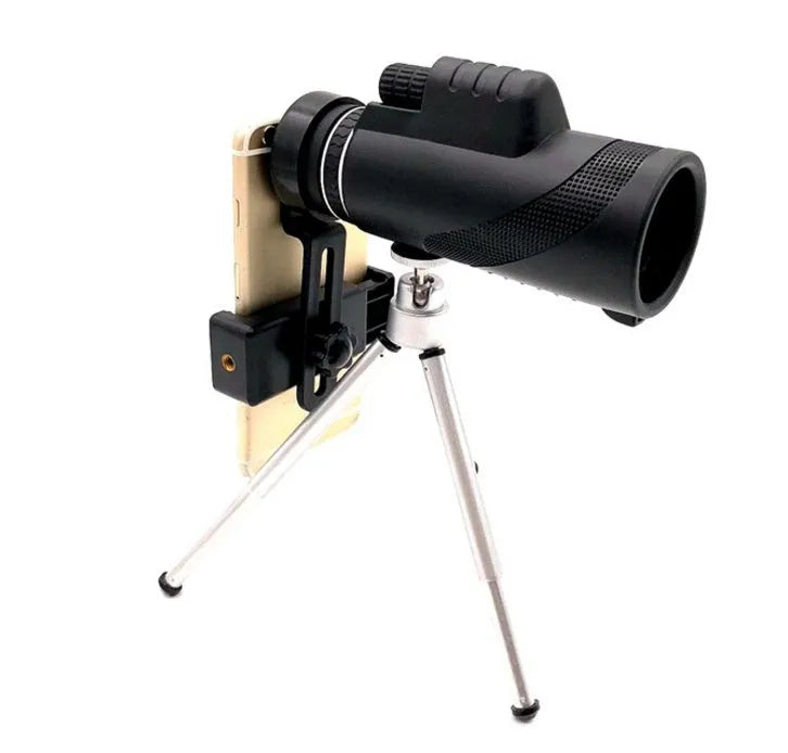 Black HD 40x60 monocular telescope with 60mm objective lens on a table.