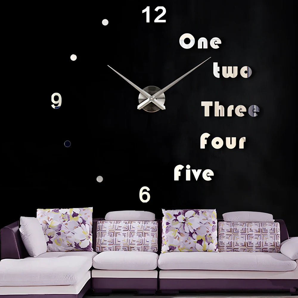 25-inch black solar wall clock with laser-engraved numbers and European round design