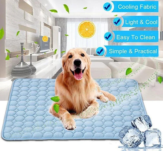Cooling pet pad for dogs and cats made with heat-resistant fibers for instant cooling relief during summer