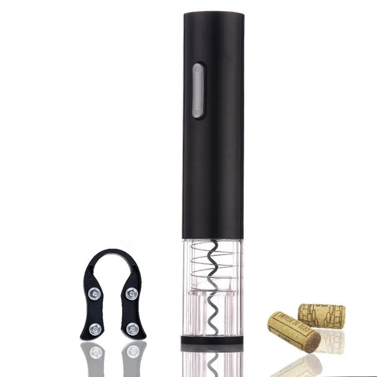 Automatic electric wine bottle opener with foil cutter in black, red, or white.