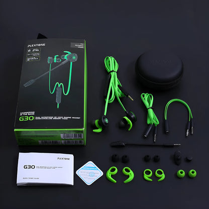 Shuangmai black green red wired in-ear gaming headset for computer with 1.5cm cable