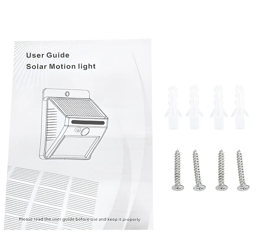 Solar sensor light in black ABS plastic with 20 LEDs and infrared motion detection, package 130x102x55mm