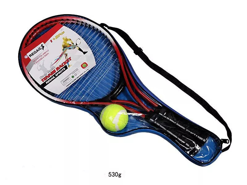 Children's tennis racket with steel alloy frame in green, red, or blue