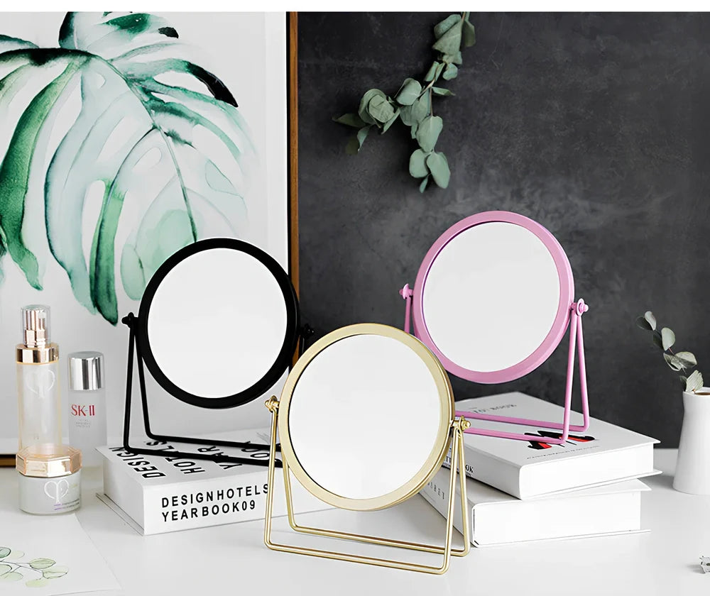 Waterproof dressing mirror with anti-rust iron frame in black, gold, or pink colour options