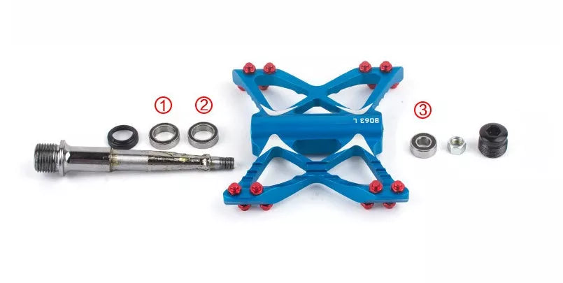 Bicycle Palin Foot Pedal PD-M56 in carbon black, titanium silver, and bright gold