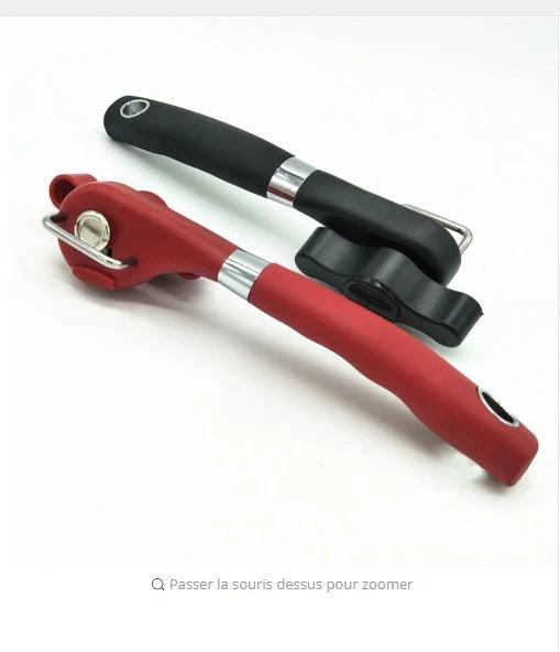 German quality can opener with ABS head, rubber handle, and DC53 blade