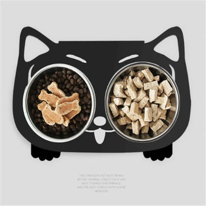 Elevated anti-spill pet food and water bowls in various color options, featuring a sleek and inclined design to prevent spills and keep meals fresh.