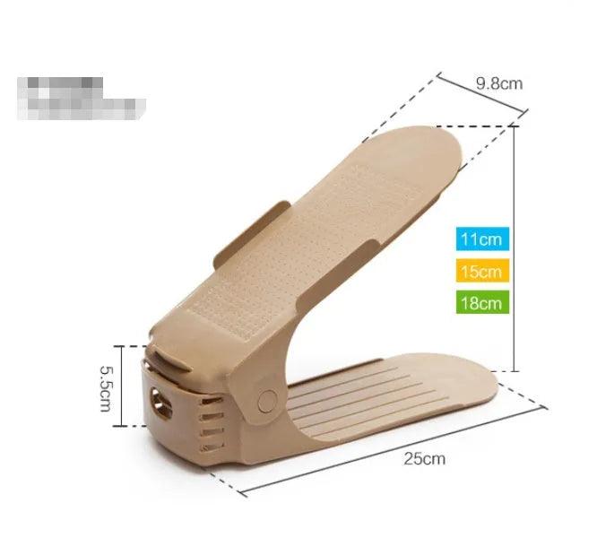 Adjustable double stand shoe rack, PP plastic, 25x10x18cm, 170g, space saving shoe storage in multiple colours