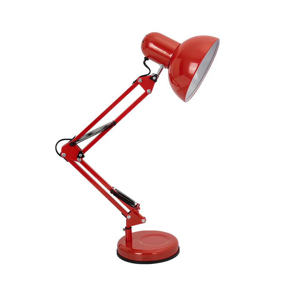 Black iron adjustable swing arm desk lamp with clip base and E27 socket, extended 40cm for workspace lighting