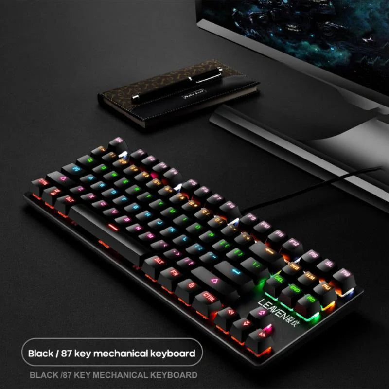 Green shaft mechanical keyboard with 87 keys and backlight