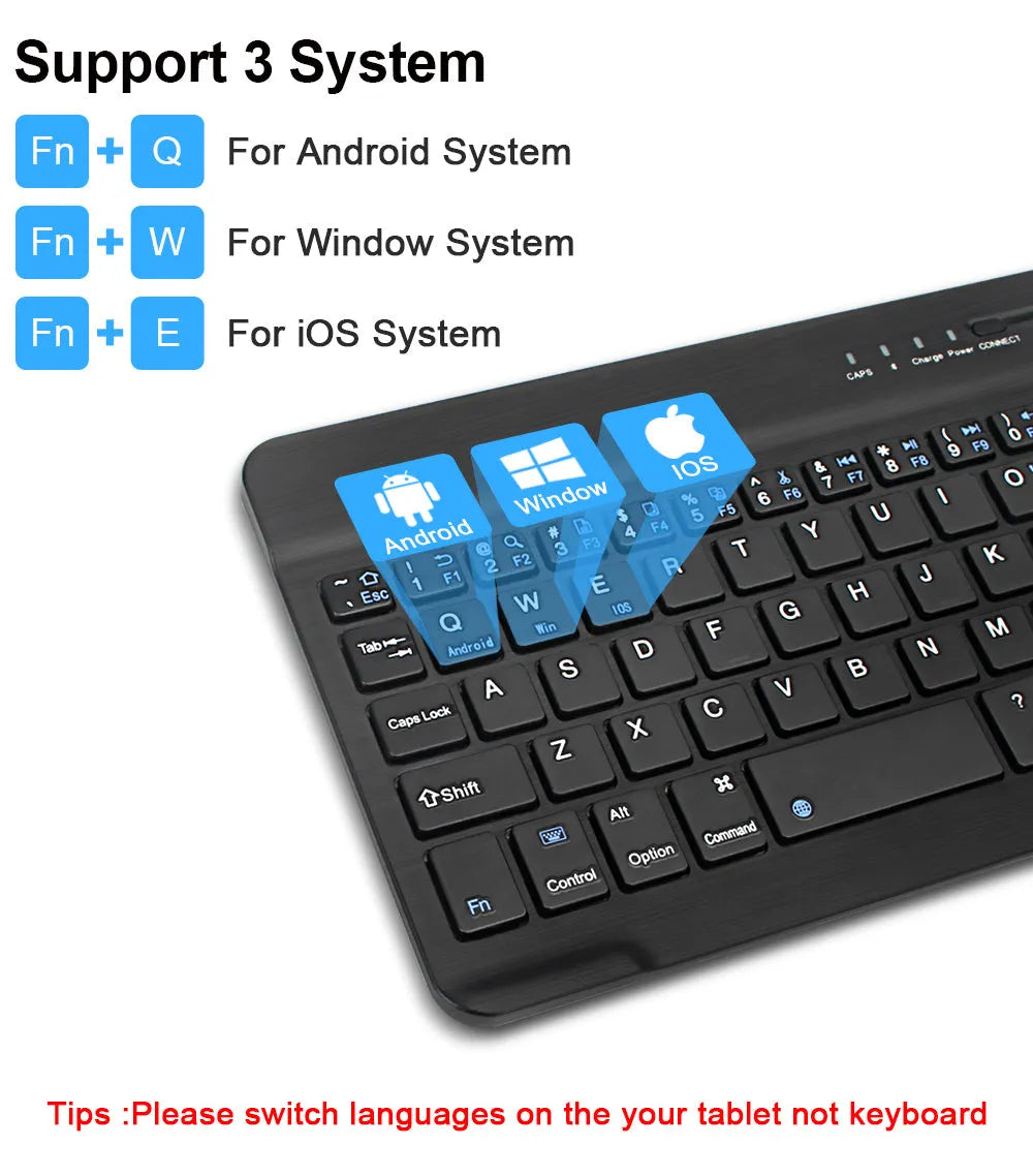 Black and white mini Bluetooth wireless keyboard for tablets