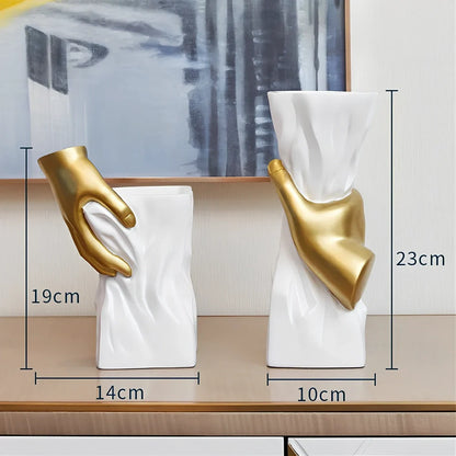 European style resin decorative vase in beige with floral pattern, measuring 25cm tall