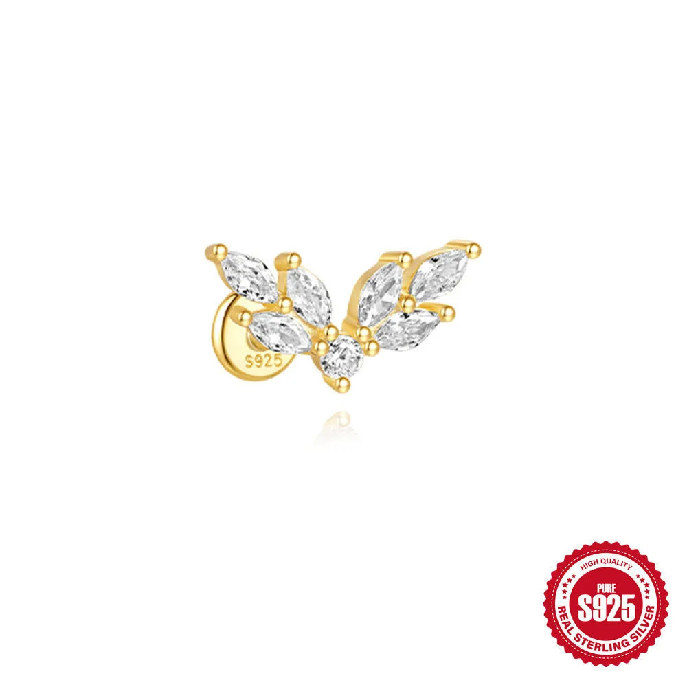 S925 sterling silver water drop shaped earrings with a flat spiral design in a gold electroplated finish.
